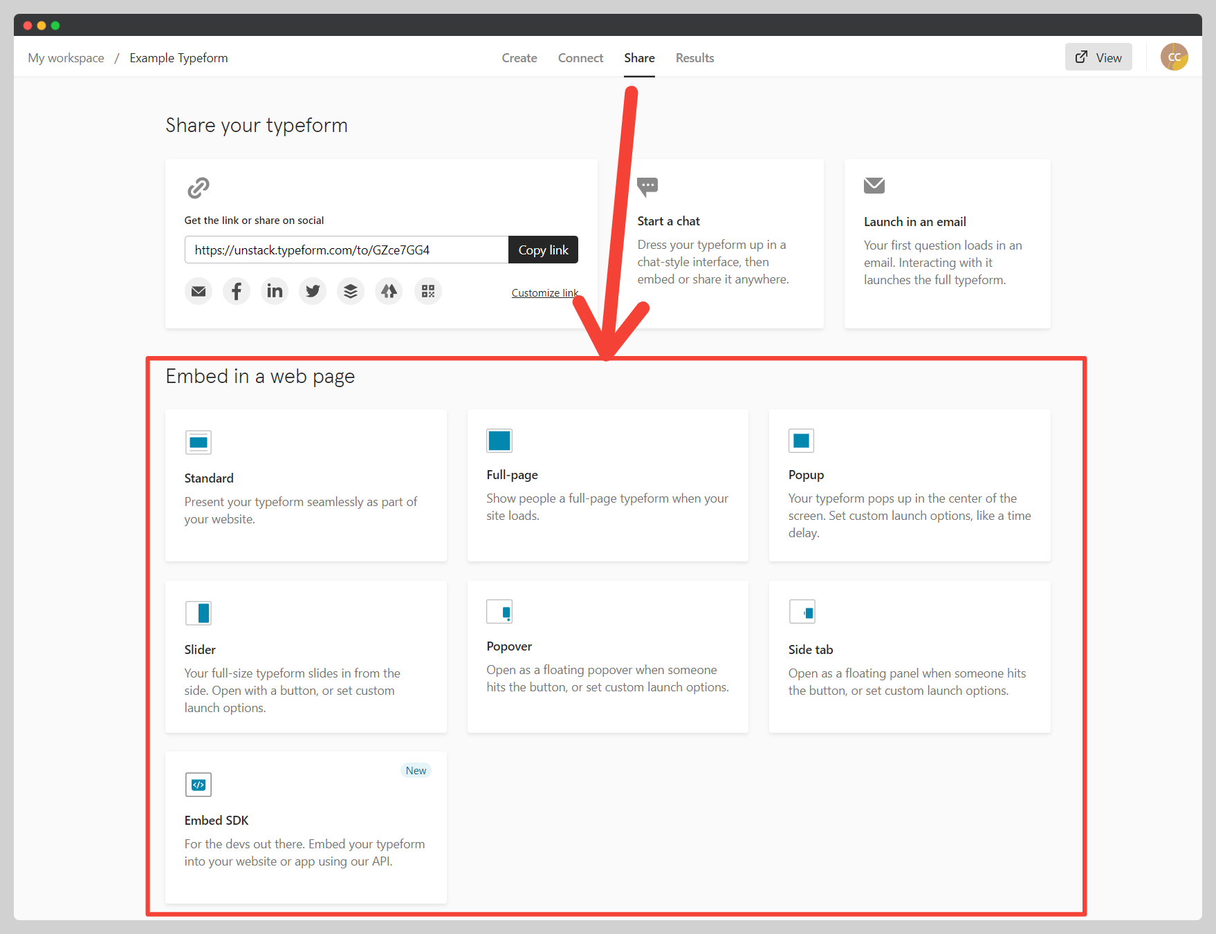 Embedding Options