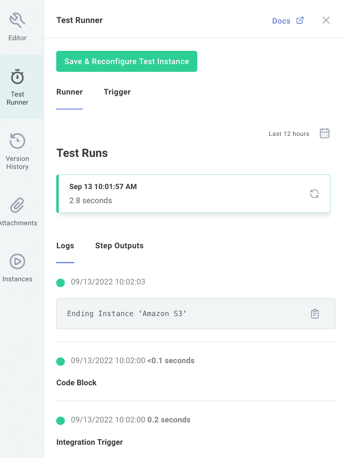 Logs for tests